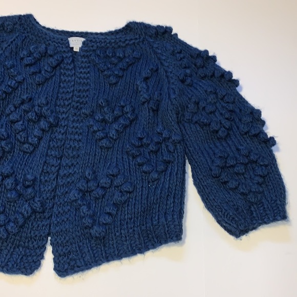 Hayden Los Angeles Blue Heart Pattern Chunky Knit Cardigan - Women’s Size Medium - Picture 4 of 7